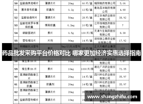 药品批发采购平台价格对比 哪家更加经济实惠选择指南